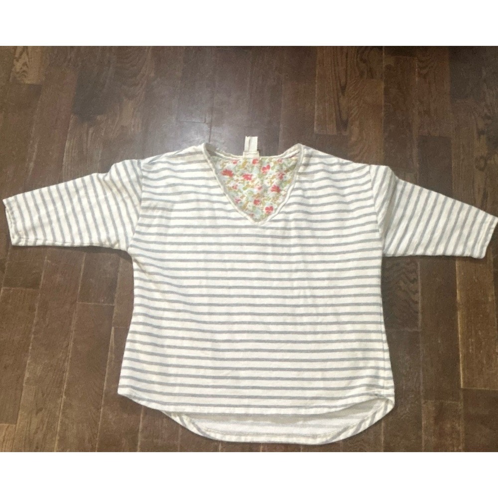 Matilda Jane Women's Size Large, Sweater Striped and floral 3/4 sleeve
